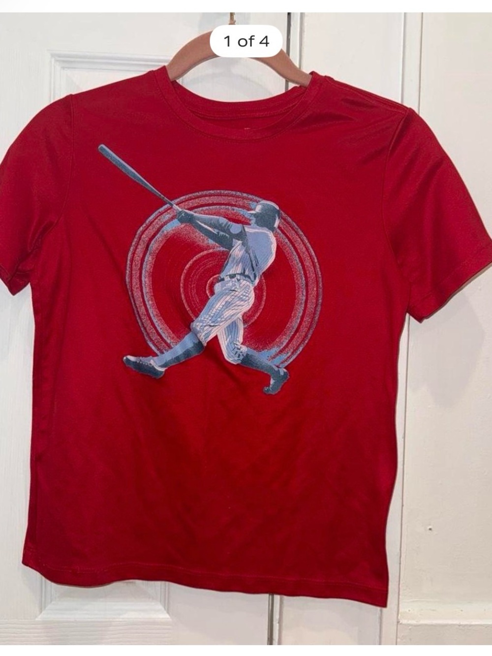 Athletic Works Red Kids Baseball Batter Graphic Tee